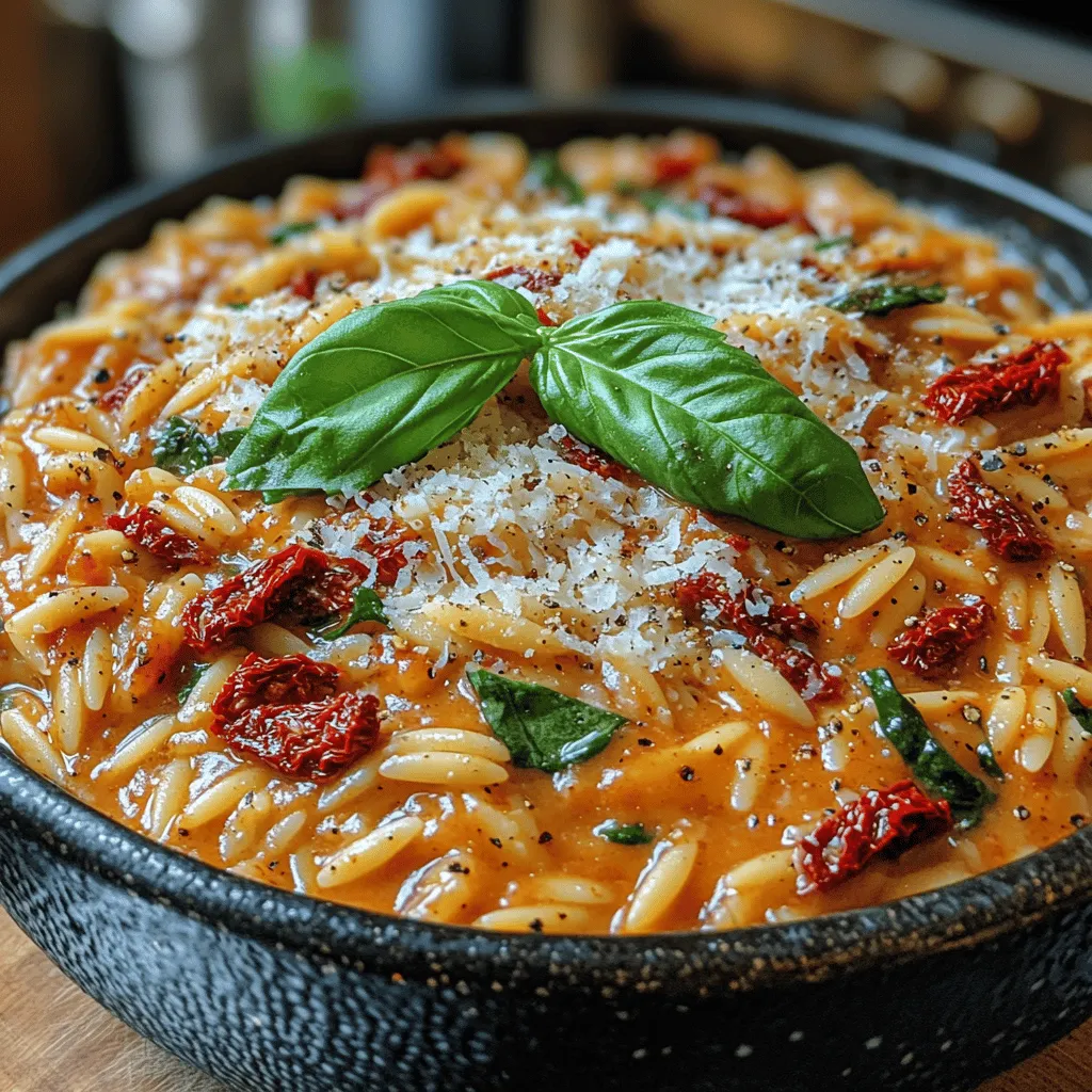 As the seasons shift and the comforting chill of autumn fills the air, there's nothing quite like indulging in a creamy pasta dish that wraps you in warmth and flavor. Among my favorite recipes that embody this essence is creamy sun-dried tomato orzo. I still remember the first time I prepared it on a hectic weeknight, yearning for something quick yet luxurious enough to feel like a special occasion. The vibrant hues of sun-dried tomatoes paired beautifully with the lush green of fresh spinach, creating a dish that was as visually appealing as it was delicious. With each bite, I was transported to a cozy Italian bistro, savoring a culinary experience right in the comfort of my own kitchen.
