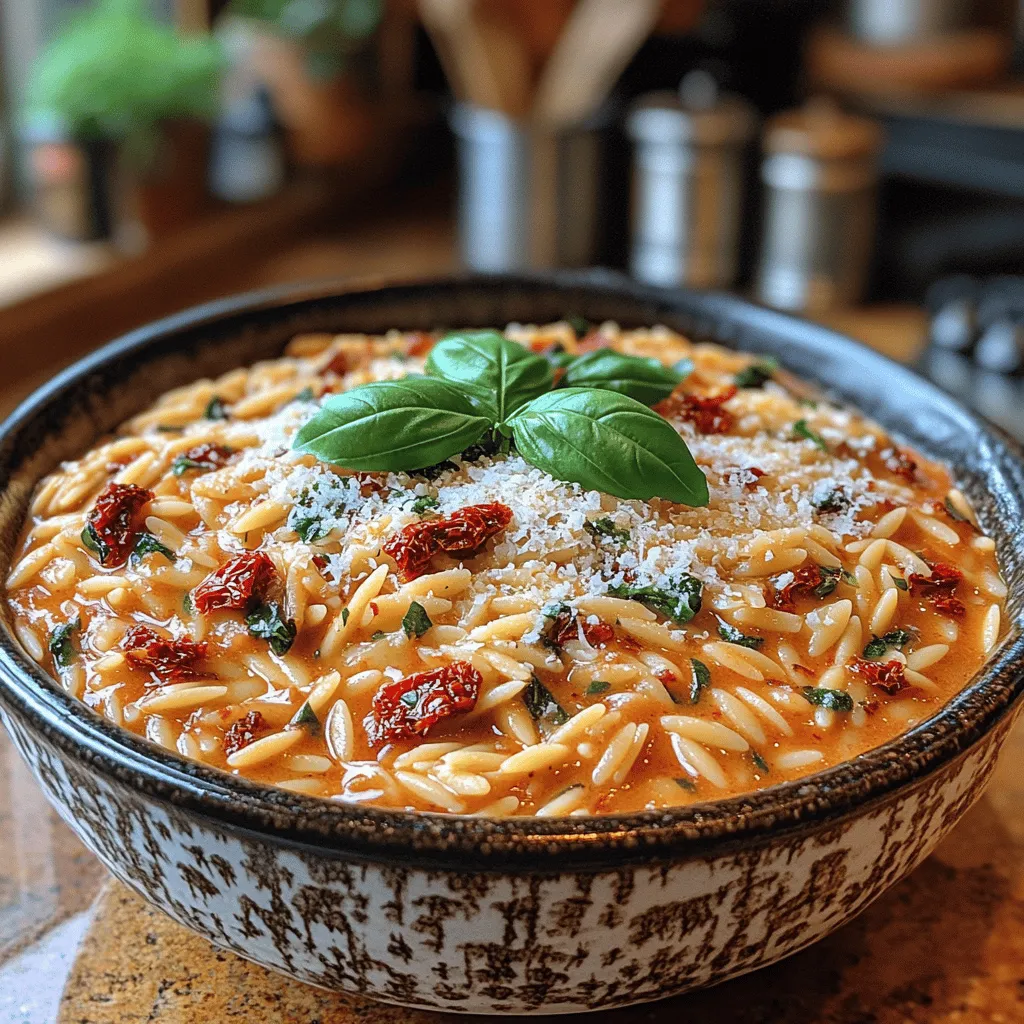 As the seasons shift and the comforting chill of autumn fills the air, there's nothing quite like indulging in a creamy pasta dish that wraps you in warmth and flavor. Among my favorite recipes that embody this essence is creamy sun-dried tomato orzo. I still remember the first time I prepared it on a hectic weeknight, yearning for something quick yet luxurious enough to feel like a special occasion. The vibrant hues of sun-dried tomatoes paired beautifully with the lush green of fresh spinach, creating a dish that was as visually appealing as it was delicious. With each bite, I was transported to a cozy Italian bistro, savoring a culinary experience right in the comfort of my own kitchen.