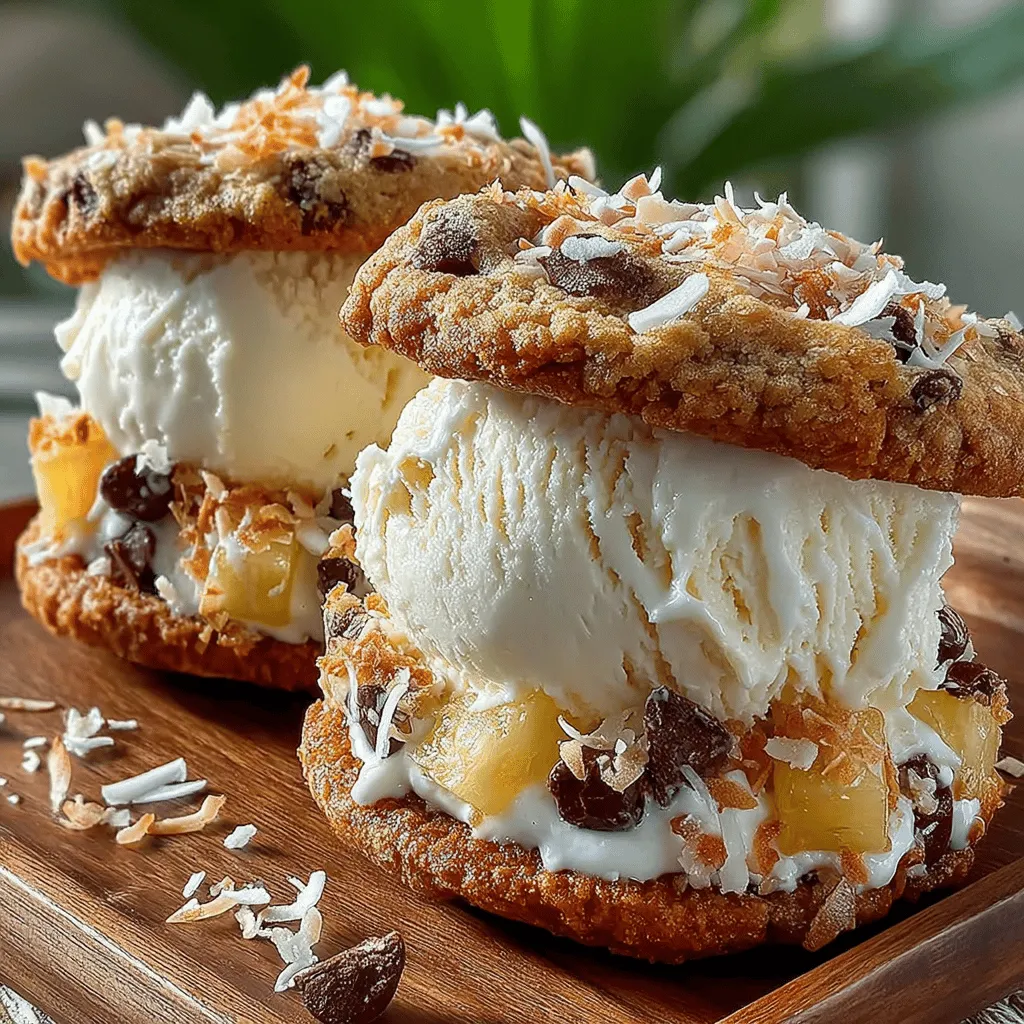 To create the perfect Tropical Bliss Frozen Pineapple Ice Cream Sandwiches, it’s essential to combine the fresh pineapple puree with the whipped cream correctly. Start by ensuring your cream is whipped to soft peaks. This means that when you lift the whisk, the cream should hold its shape but still have a slight droop.