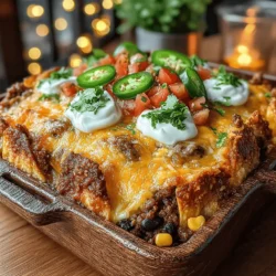 There’s something incredibly comforting about a warm, cheesy taco bake filling the house with its mouthwatering aroma. Growing up, my family and I would gather around the dinner table for taco nights, each person crafting their own masterpiece with toppings galore. Those evenings were filled with laughter, stories, and the occasional food fight over who got the last scoop of guacamole. Fast forward to today, I still cherish those moments, and I’ve found a way to bring that nostalgic joy into a single dish: the Zesty Tex-Mex Ground Beef Taco Bake. This recipe combines all the flavors of taco night while keeping it simple and satisfying. Whether you're hosting a family gathering, heading to a potluck, or just enjoying a cozy night in, this taco bake is sure to please everyone at the table.