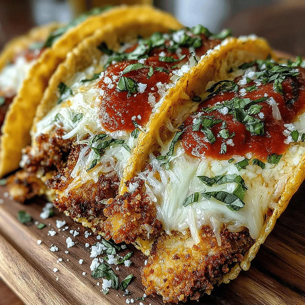 To craft these Crispy Chicken Parmesan Tacos, you’ll need some simple yet flavorful ingredients. Here’s what you’ll gather: