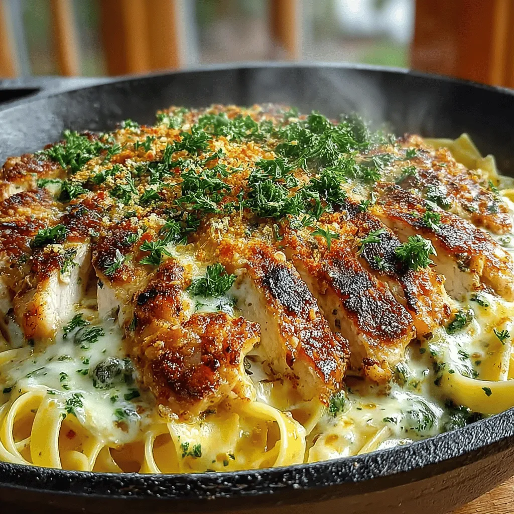 - <strong>1 lb boneless, skinless chicken breasts, sliced into thin strips</strong>: The chicken serves as a hearty protein source that complements the pasta beautifully. When sliced thinly, it cooks quickly and absorbs the sauce’s flavors effectively.” /></p>
</p>
<h2>Preparation Steps</h2>
</p>
<p>Now, let’s get into the preparation of this mouthwatering dish.</p>
</p>
<h3>Seasoning the Chicken</h3>
</p>
<p>Start by seasoning the sliced chicken breasts with salt and pepper. This simple step ensures that your chicken has a flavorful base. Seasoning early allows the flavors to penetrate the meat, enhancing the overall taste of your dish.</p>
</p>
<h3>Cooking the Chicken</h3>
</p>
<p>In a large skillet, heat 2 tablespoons of olive oil over medium-high heat. Once the oil is hot and shimmering, add the seasoned chicken breasts. Cook for about 5-7 minutes, flipping halfway through, until the chicken is golden brown and cooked through. The internal temperature should reach 165°F (75°C) to be safe for consumption. Once done, remove the chicken from the skillet and set it aside on a plate. Cover it loosely with aluminum foil to keep it warm while you prepare the sauce.</p>
</p>
<h3>Sautéing Garlic</h3>
</p>
<p>In the same skillet, with the residual oil and flavor from the chicken, add the minced garlic. Sauté it for about 30 seconds until it becomes fragrant. Be careful not to let it burn, as burnt garlic can impart a bitter taste to your sauce. This step is crucial as it builds a flavorful foundation for the rest of the dish.</p>
</p>
<h3>Creating the Creamy Sauce</h3>
</p>
<p>After the garlic has released its aroma, pour in 1 cup of chicken broth, scraping up any bits stuck to the bottom of the pan. This technique, known as deglazing, adds even more flavor to your sauce by incorporating those delicious browned bits. Next, stir in 1 cup of heavy cream and bring the mixture to a gentle simmer. This is where the magic begins; the creamy sauce starts to take shape, creating a rich and velvety base for your pasta.</p>
</p>
<h3>Cooking the Pasta</h3>
</p>
<p>Now it’s time to add the pasta. Ensure that it’s submerged in the cream mixture, allowing it to absorb all those flavors. Cook according to the package instructions, usually around 10-12 minutes, stirring occasionally to prevent it from sticking together. If you’re using a type of pasta that cooks faster or slower than traditional spaghetti, be sure to adjust the cooking time accordingly.</p>
</p>
<h3>Finishing Touches</h3>
</p>
<p>Once the pasta is al dente, stir in ½ cup of grated Parmesan cheese, 2 tablespoons of capers, the juice of 1 lemon, and 1 tablespoon of lemon zest. Mix everything well to combine the flavors, creating a harmonious blend of creaminess, tanginess, and a hint of brininess from the capers. If the sauce appears too thick, add a bit more broth until you reach your desired consistency.</p>
</p>
<p>Finally, return the cooked chicken to the skillet and stir gently to combine, cooking for an additional 2 minutes to heat everything through. This step allows the chicken to soak up the creamy sauce while melding all the flavors together.</p>
</p>
<h3>Garnishing</h3>
</p>
<p>Garnish your dish with fresh chopped parsley before serving. This not only adds color but also enhances the overall flavor profile, making each bite a delightful experience.</p>
</p>
<h2>Tips & Tricks</h2>
</p>
<p>To ensure your One-Pan Creamy Chicken Piccata Pasta turns out perfectly, consider these helpful tips:</p>
</p>
<p>– <strong>Use Fresh Ingredients</strong>: Whenever possible, opt for fresh garlic and herbs. Fresh ingredients elevate the flavor of your dish significantly, making it taste more vibrant and delicious.</p>
</p>
<p>– <strong>Don’t Overcook the Chicken</strong>: Keep an eye on the chicken while it’s cooking. It should be golden brown and just cooked through to maintain its juiciness. Overcooking can lead to dry chicken, which can detract from the overall dish.</p>
</p>
<p>– <strong>Pasta Timing</strong>: Stir the pasta occasionally while it cooks to prevent it from clumping together. This will ensure that each strand is coated evenly with the creamy sauce.</p>
</p>
<p>– <strong>Adjust the Creaminess</strong>: If you prefer a lighter sauce, consider using half-and-half or a combination of heavy cream and broth. This will still provide creaminess without being overly rich.</p>
</p>
<p>– <strong>Capers and Lemon Balance</strong>: Adjust the amount of capers and lemon juice according to your taste preference. If you enjoy a more pronounced briny flavor, add more capers. Conversely, if you prefer a milder taste, reduce the quantity slightly.</p>
</p>
<p>– <strong>Add Vegetables</strong>: For an extra boost of nutrition, consider adding vegetables such as spinach or cherry tomatoes during the last few minutes of cooking. They will soften quickly and add color and freshness to your dish.</p>
</p>
<p>– <strong>Storage Tips</strong>: If you have leftovers, store them in an airtight container in the refrigerator for up to 3 days. When reheating, add a splash of broth or cream to help revive the sauce’s consistency.</p>
</p>
<h2>Serving Suggestions</h2>
</p>
<p>When it comes to serving your One-Pan Creamy Chicken Piccata Pasta, presentation can elevate the dining experience. Here are a few serving suggestions to enhance your meal:</p>
</p>
<p>– <strong>Plate with Style</strong>: Use large, shallow bowls to serve the pasta. Twirl the pasta into a nest shape for a visually appealing presentation.</p>
</p>
<p>– <strong>Garnish Generously</strong>: Besides parsley, consider adding a sprinkle of additional grated Parmesan cheese and a few capers on top for added flavor and texture. A twist of fresh black pepper can also add a nice finish.</p>
</p>
<p>– <strong>Pairing Options</strong>: To complement the flavors of the pasta, serve it alongside a simple green salad dressed with a light vinaigrette. The acidity from the salad will balance the richness of the pasta.</p>
</p>
<p>– <strong>Pair with Wine</strong>: For an adult dinner, consider pairing this dish with a chilled glass of white wine, such as Pinot Grigio or Chardonnay. The crispness of the wine will enhance the lemony flavor of the sauce.</p>
</p>
<p>– <strong>Bread on the Side</strong>: Serve with crusty bread or garlic bread to soak up the delicious creamy sauce. This adds another layer of enjoyment to the meal and ensures that not a drop of the sauce goes to waste.</p>
</p>
<h2>Conclusion</h2>
</p>
<p>In conclusion, this One-Pan Creamy Chicken Piccata Pasta is not only a delightful dish but also a practical solution for busy weeknights. With its rich flavors and creamy texture, it’s sure to impress family and friends alike. The beauty of this recipe lies in its simplicity and the convenience of preparing it in just one pan, minimizing cleanup while maximizing taste.</p>
</p>
<p>Whether you’re an experienced cook or a kitchen novice, this recipe offers an accessible yet gourmet meal option that can be customized to suit your preferences. Don’t hesitate to experiment with different ingredients or flavors to make it your own.</p>
</p>
<p>We encourage you to try this recipe, savor each bite, and share it with your loved ones. Once you taste the harmonious blend of flavors, you’ll find it hard to resist making it a staple in your household. Happy cooking!</p>
</div>