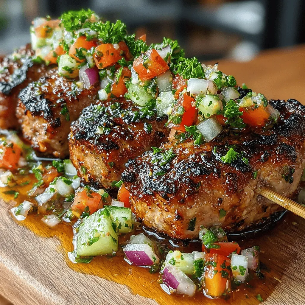 In the world of culinary delights, few dishes can rival the vibrant flavors and health benefits of Zesty Turkey Skewers with Refreshing Lemon Salsa. This recipe brings together the wholesome goodness of ground turkey, colorful fresh vegetables, and a zesty lemon salsa that dances on the palate. Not only is this dish a feast for the eyes, but it also serves as a nutritious option that caters to a health-conscious lifestyle. Whether you're planning a family dinner, a weekend barbecue, or a casual gathering with friends, these turkey skewers are versatile enough to fit any occasion, making them a go-to choice for home cooks and entertaining enthusiasts alike.