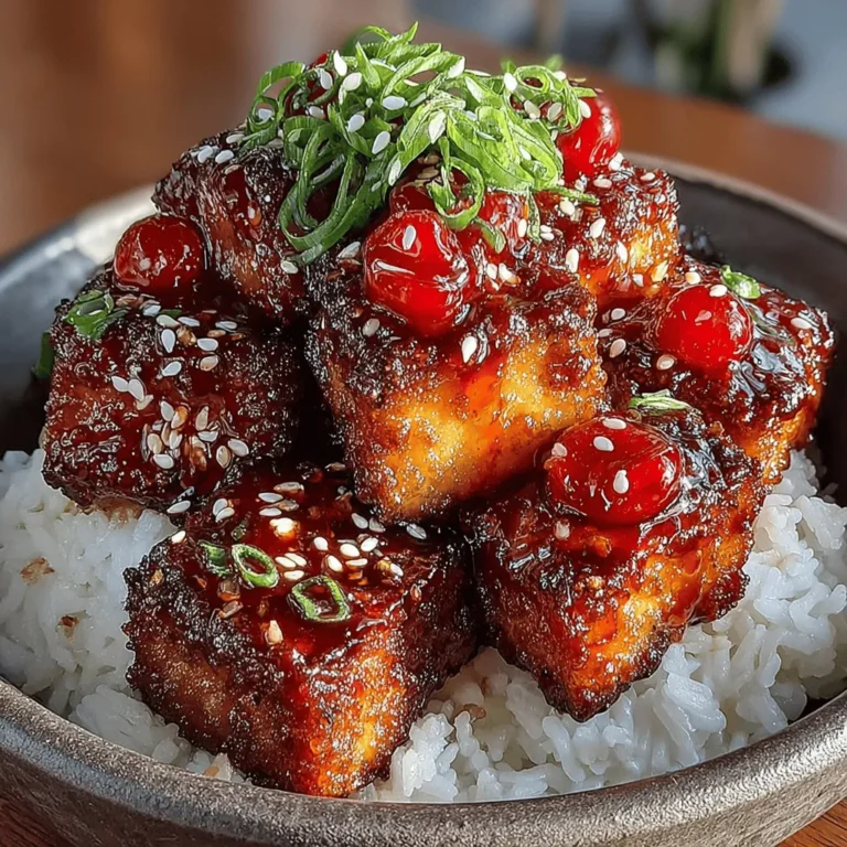 Pressing tofu is a crucial step in preparing this Cherry Bliss Glazed Tofu recipe. Tofu, particularly the firm or extra-firm varieties, retains a significant amount of moisture in its packaging. To achieve the desired texture and to allow the glaze to adhere better, pressing out excess moisture is essential.