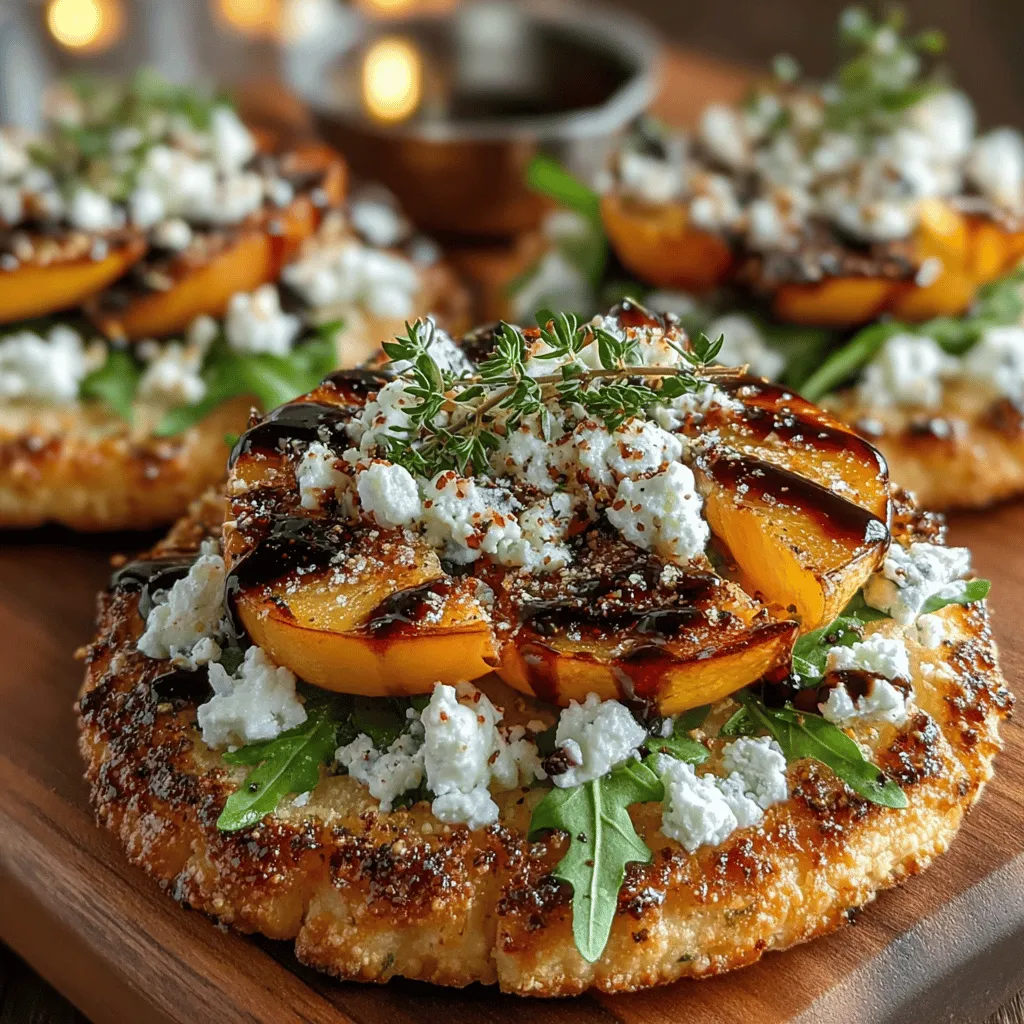 The Sweet & Savory Peach & Goat Cheese Flatbread is a delightful culinary creation that perfectly embodies the harmony of sweet and savory flavors. This dish brings together the luscious sweetness of ripe peaches, the creamy tang of goat cheese, and the peppery freshness of arugula, creating a symphony of taste that is both refreshing and satisfying. Whether served as an elegant appetizer at a gathering or enjoyed as a light meal on a warm summer evening, this flatbread is sure to impress.
