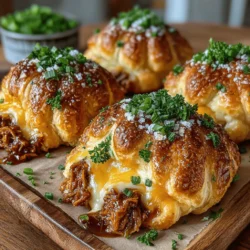 Mini BBQ Chicken Crescent Bites are a mouthwatering appetizer that brings a delightful twist to traditional snack fare. The combination of flaky, buttery crescent roll dough with the savory, tangy flavors of BBQ chicken creates a dish that's not only highly satisfying but also incredibly easy to prepare. These bite-sized treats are perfect for various occasions, whether you’re throwing a game day party, planning a family dinner, or simply craving a quick and delicious weeknight snack. With their enticing aroma and appealing presentation, these mini bites will surely impress your guests and keep them coming back for more.