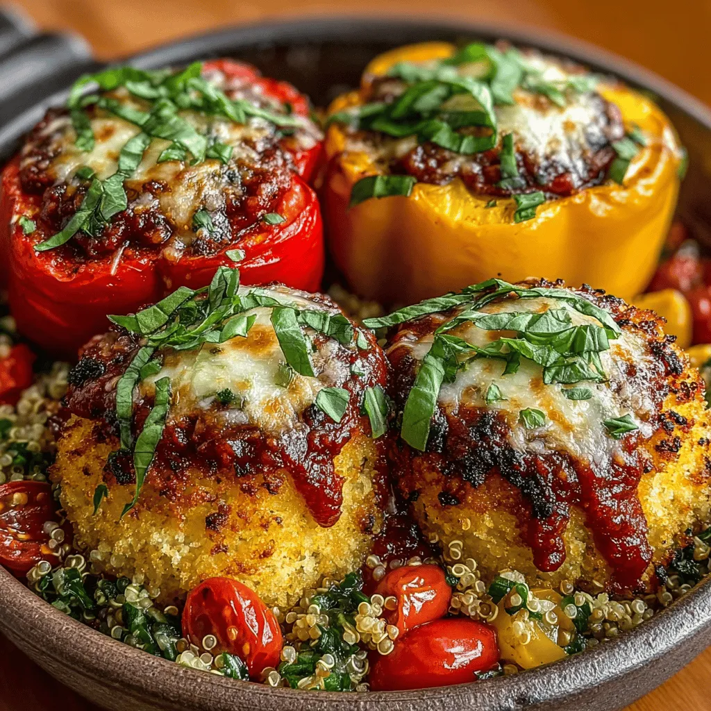 Embark on a culinary journey through Italy with our Neapolitan Stuffed Peppers Delight, a dish that beautifully encapsulates the vibrant flavors and rich traditions of Italian cuisine. This recipe transforms fresh, colorful bell peppers into a delicious vessel filled with a savory medley of quinoa, tomatoes, and cheeses, all enveloped in a robust tomato sauce. Whether you're looking for a healthy weeknight dinner option or a stunning dish to impress guests at your next gathering, these stuffed peppers are both visually appealing and nutritious.