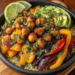 Crispy Baked Chickpea Fajita Bowls