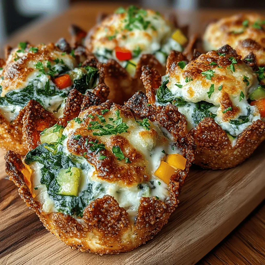 If you're looking for a delightful appetizer or snack that combines healthiness with heartiness, then Mini Veggie Lasagna Wonton Cups are a perfect choice. This dish takes the classic lasagna—beloved for its layers of cheese, pasta, and savory sauce—and transforms it into a fun, bite-sized version that is sure to impress. Perfect for parties, gatherings, or even a cozy family dinner, these wonton cups deliver all the flavors of traditional lasagna while keeping it light and easy to serve.