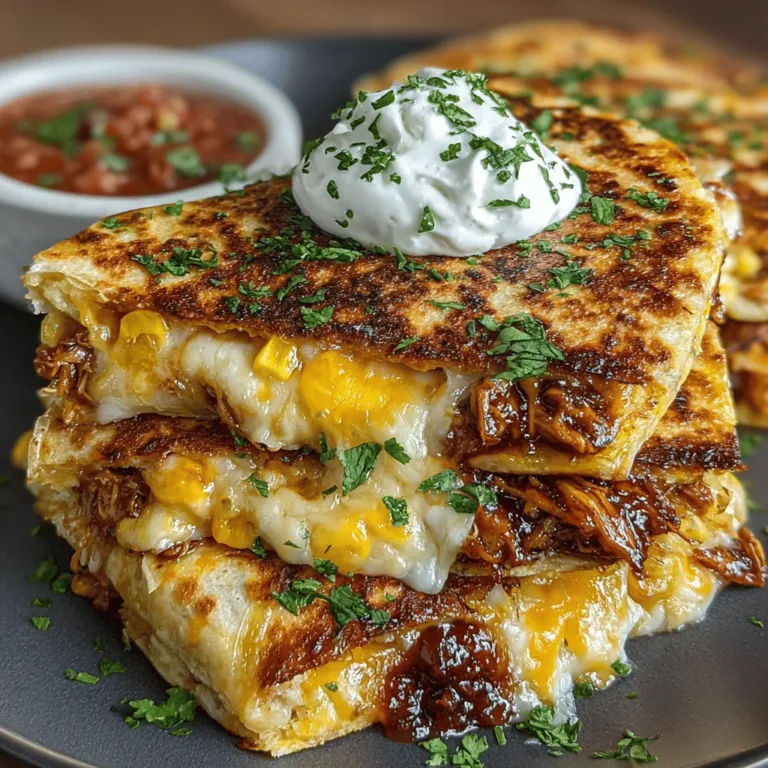 To create the perfect Cheesy BBQ Chicken Quesadillas, it’s essential to focus on the quality of your ingredients. Each component contributes to the overall flavor, texture, and satisfaction of the dish. Here’s a breakdown of the key ingredients you’ll need: