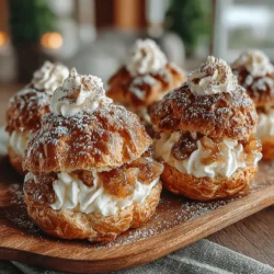 Apple Cinnamon Cream Puff Pastries are a delightful dessert that beautifully marries the classic flavors of apple and cinnamon with the light, airy texture of cream puffs. This elegant treat is perfect for any occasion, whether you're hosting a cozy gathering, celebrating a special event, or simply indulging in a sweet moment for yourself. The harmony of a crispy outer shell, a warm apple filling, and a rich cream interior creates an irresistible combination that is sure to impress.