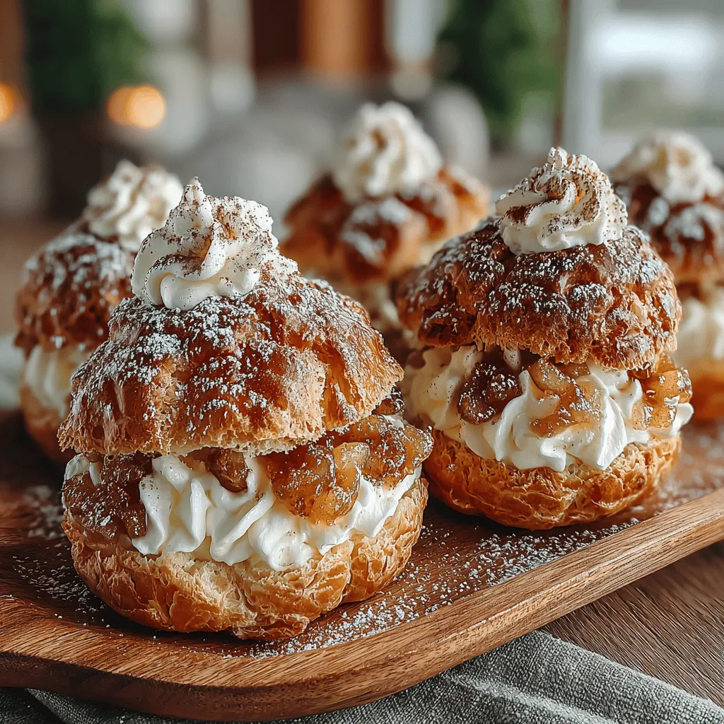 Apple Cinnamon Cream Puff Pastries are a delightful dessert that beautifully marries the classic flavors of apple and cinnamon with the light, airy texture of cream puffs. This elegant treat is perfect for any occasion, whether you're hosting a cozy gathering, celebrating a special event, or simply indulging in a sweet moment for yourself. The harmony of a crispy outer shell, a warm apple filling, and a rich cream interior creates an irresistible combination that is sure to impress.