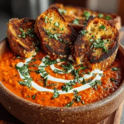 Creamy Roasted Tomato Soup with Grilled Cheese is a timeless dish that perfectly embodies the essence of comfort food. The combination of tangy, roasted tomatoes and the rich, melted goodness of cheese creates a culinary experience that warms the heart and soul. This dish does more than just nourish; it evokes memories of childhood, family gatherings, and cozy evenings spent by the fireplace. Whether you're reliving fond memories or creating new ones, this recipe is designed to impress and delight those who partake in it.