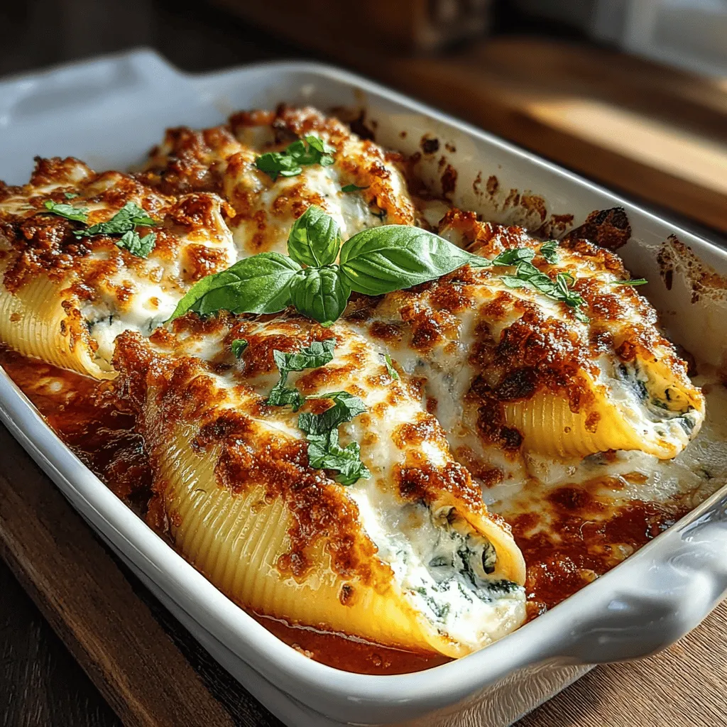 If you're in search of a dish that perfectly balances comfort, satisfaction, and flavor, look no further than Cheesy Spinach Delight Stuffed Shells. This delightful recipe is a true crowd-pleaser, bringing together the creamy goodness of cheeses and the fresh taste of spinach in a beautiful presentation. Ideal for a cozy weeknight dinner or a festive family gathering, this dish is not only easy to prepare but delivers an outcome that is sure to impress even the pickiest eaters.