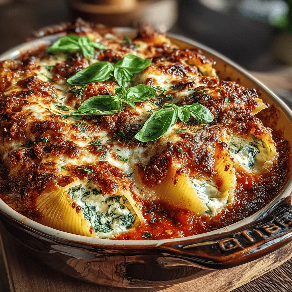 If you're in search of a dish that perfectly balances comfort, satisfaction, and flavor, look no further than Cheesy Spinach Delight Stuffed Shells. This delightful recipe is a true crowd-pleaser, bringing together the creamy goodness of cheeses and the fresh taste of spinach in a beautiful presentation. Ideal for a cozy weeknight dinner or a festive family gathering, this dish is not only easy to prepare but delivers an outcome that is sure to impress even the pickiest eaters.