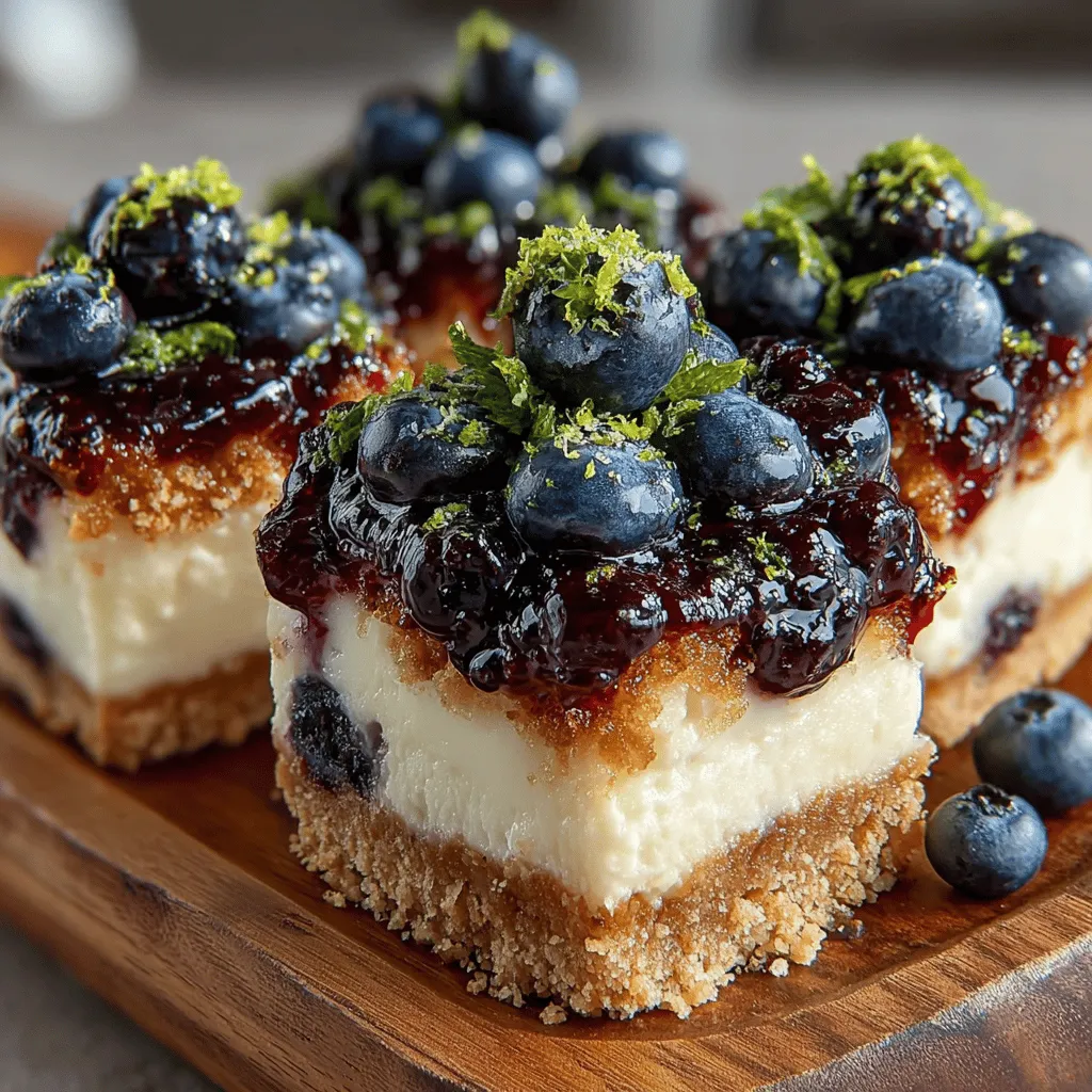 Blueberry Lemon Cheesecake Bars are a delightful dessert that perfectly combines the tangy zest of lemon with the sweet juiciness of fresh blueberries. This dessert is not only visually appealing, with its vibrant colors and creamy layers, but it is also remarkably easy to make. Whether you're planning a summer picnic, hosting a potluck, or simply looking for a special treat to enjoy at home, these cheesecake bars are an excellent choice. Their combination of flavors and textures makes them a crowd-pleaser, appealing to both fruit lovers and cheesecake enthusiasts alike.