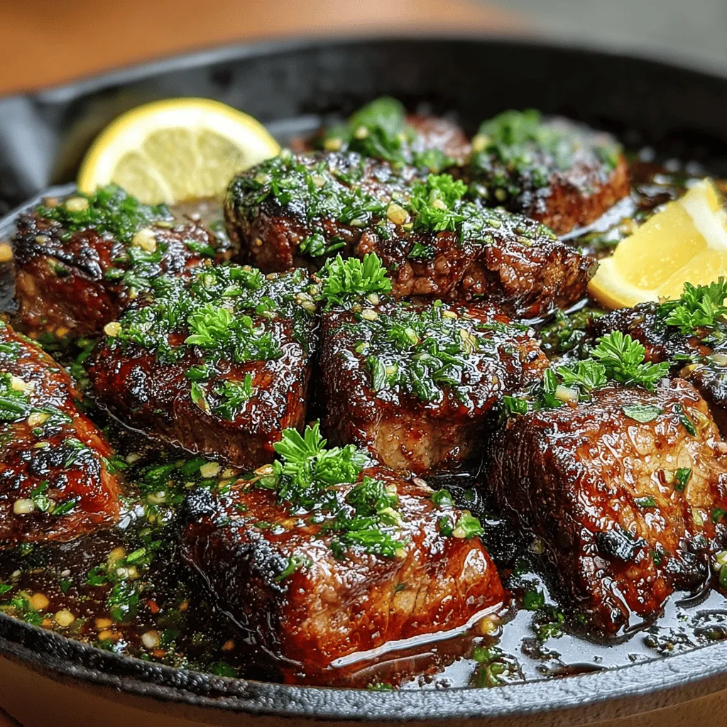 To elevate your Sizzling Garlic Butter Steak Bites, the preparation of the garlic butter sauce is crucial. Begin by melting a generous amount of unsalted butter in a skillet over medium heat. It’s essential to monitor the heat closely at this stage. If the heat is too high, the butter may burn, resulting in a bitter flavor that can overpower the dish.