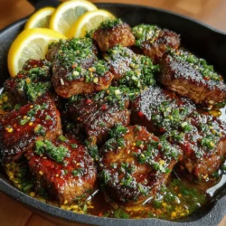 To elevate your Sizzling Garlic Butter Steak Bites, the preparation of the garlic butter sauce is crucial. Begin by melting a generous amount of unsalted butter in a skillet over medium heat. It’s essential to monitor the heat closely at this stage. If the heat is too high, the butter may burn, resulting in a bitter flavor that can overpower the dish.