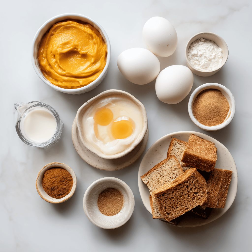Ingredients for Air Fryer Pumpkin Spice French Toast Bites