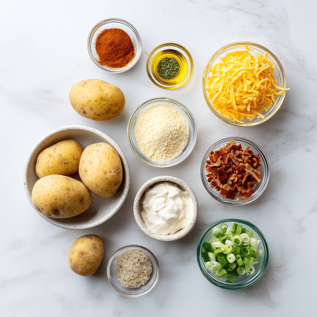 Ingredients for Fall Favorite: Air Fryer Loaded Fries with Cheddar & Bacon