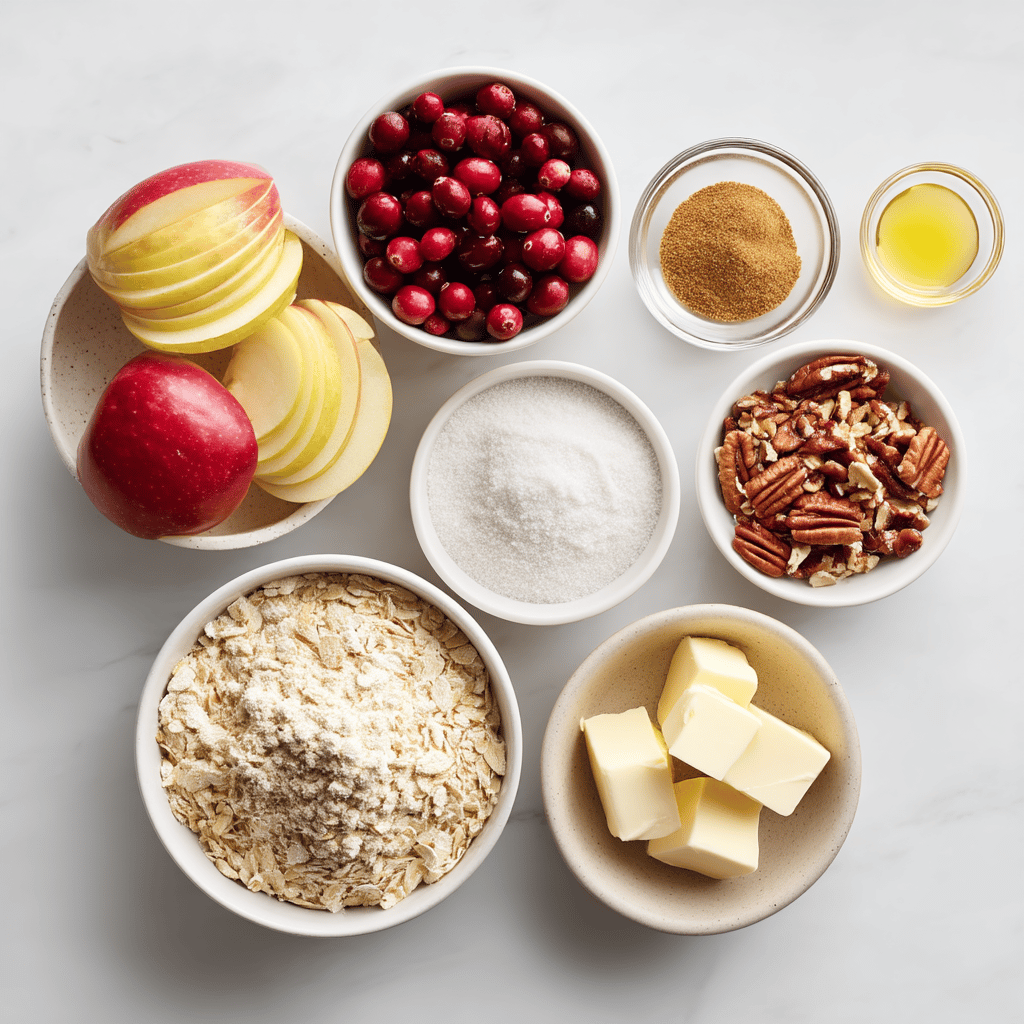 Ingredients for Fall Harvest Sheet Pan Apple Crisp with Cinnamon Oat Crumble
