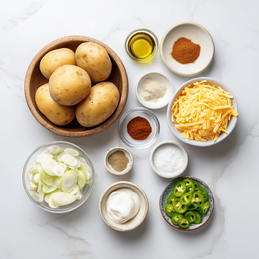 Ingredients for Game Day Loaded Baked Potato Fries with Cheddar